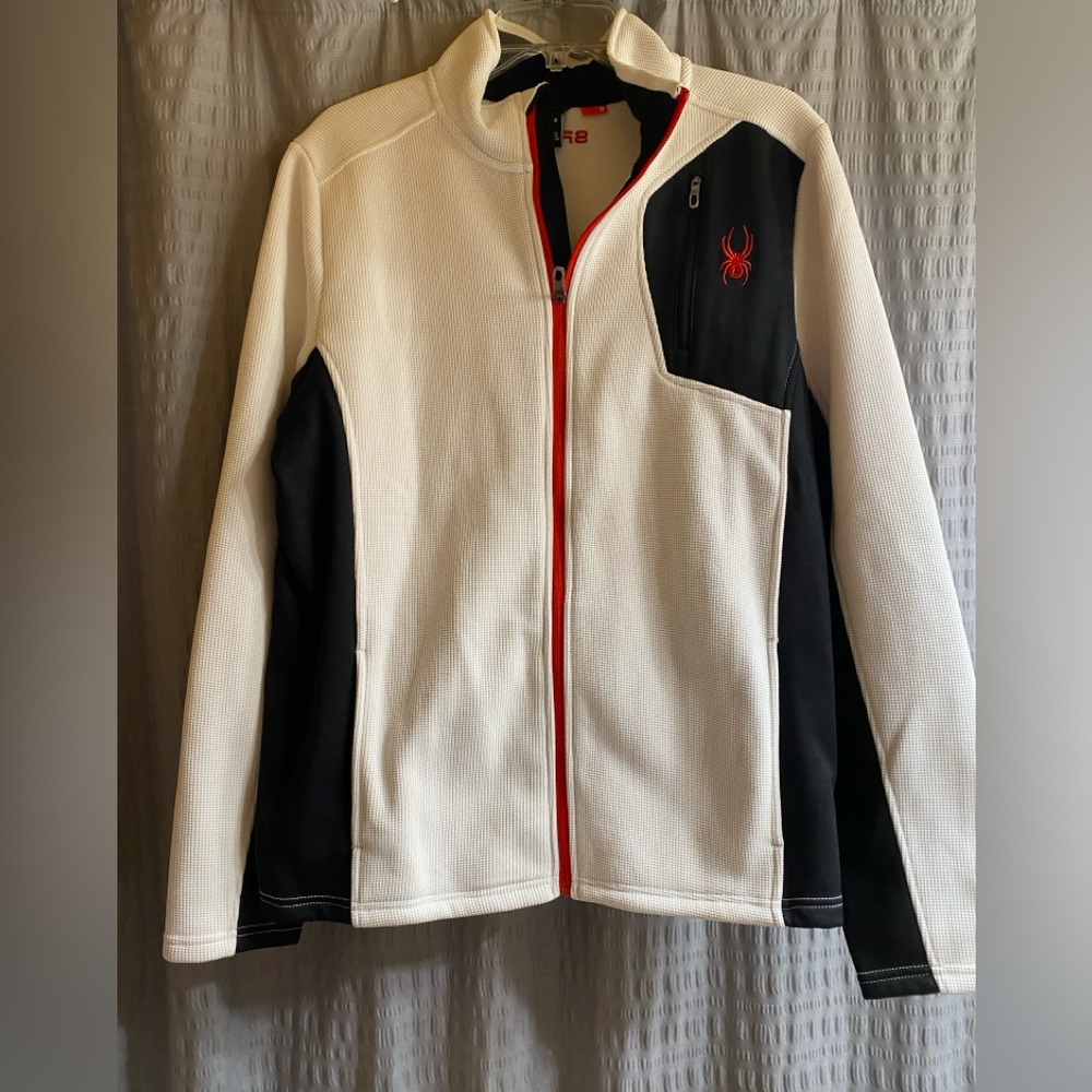 Spyder White and Black Zip-Up Jacket with Red Accents